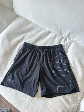 Under Armour Men's Charcoal Gray Athletic Shorts with Logo Detail